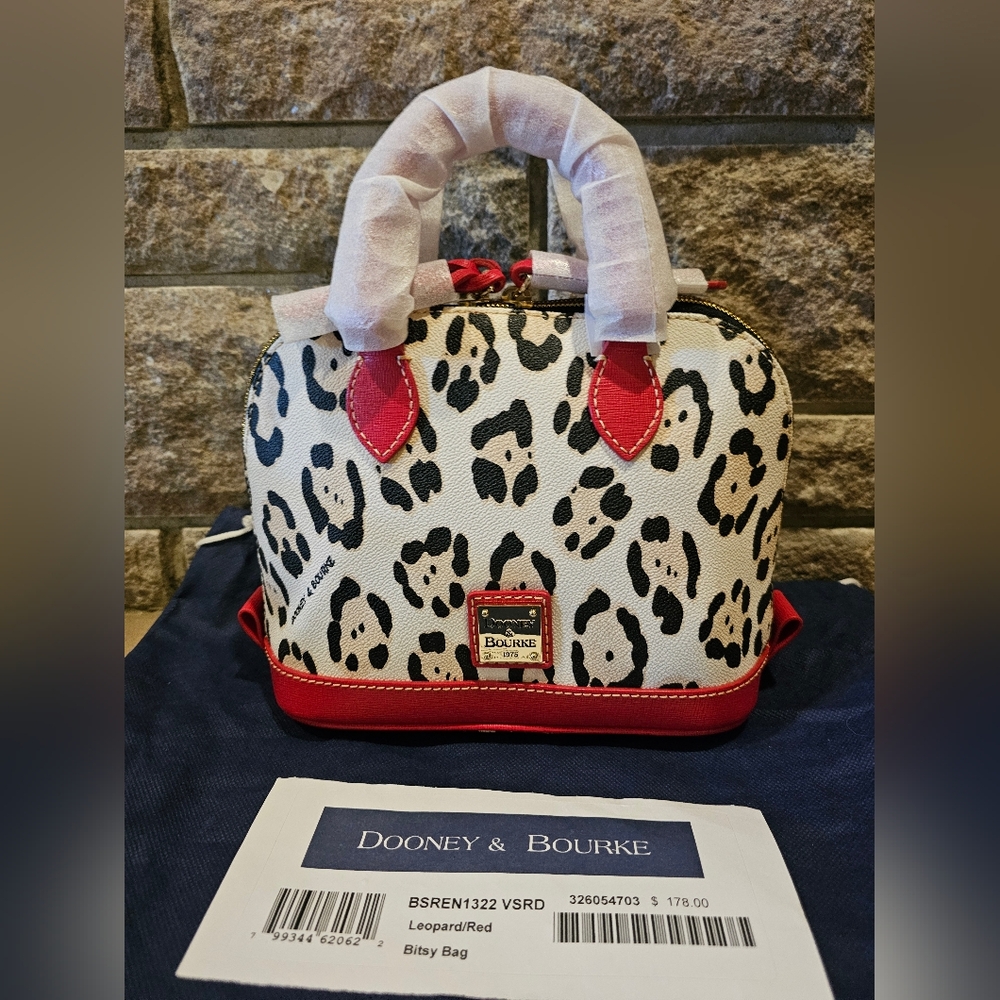 Dooney & Bourke Red and Black Leopard Bitsy Bag